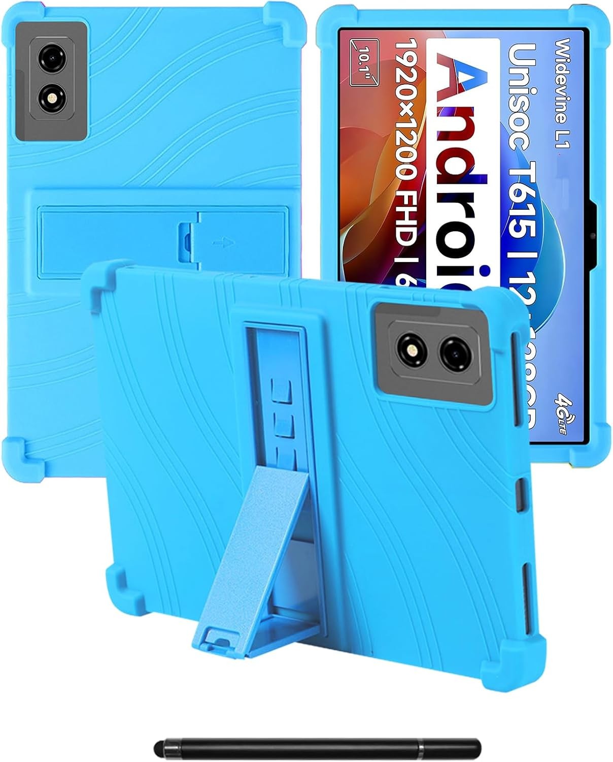 Soft Silicone Tablet Case Compatible with BNCF Bpad 10, Adjustable Stand, Shockproof
