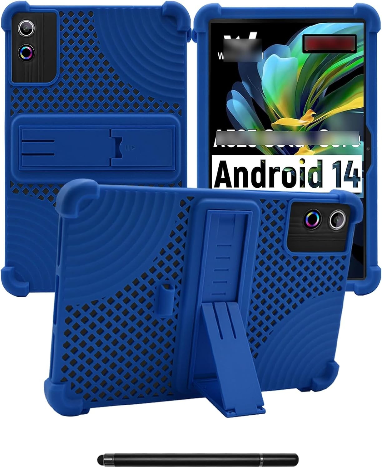 Soft Silicone Tablet Case for ROWT A10/Relndoo P60 10", with Capacitive Pen, Stand, Shockproof