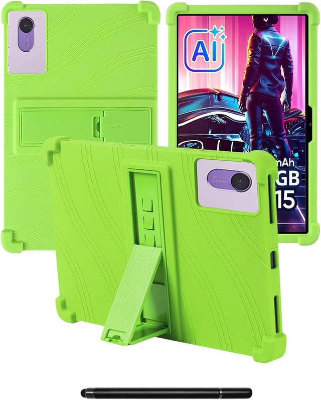 Silicone Case Compatible with Plimpton PlimPad P2 & SHARECLOUD P10_T, 10in, Stand, Shockproof Green