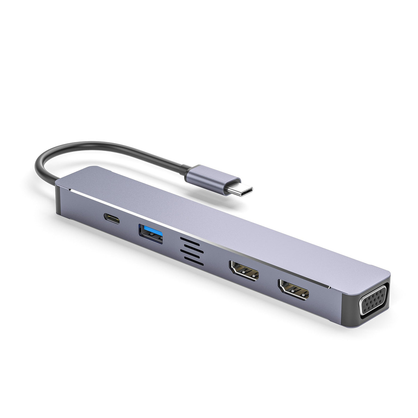5-in-1 Type-C Hub Dual HDMI 4K Display Adapter for Laptop and Phone, Multiport USB-C Dongle