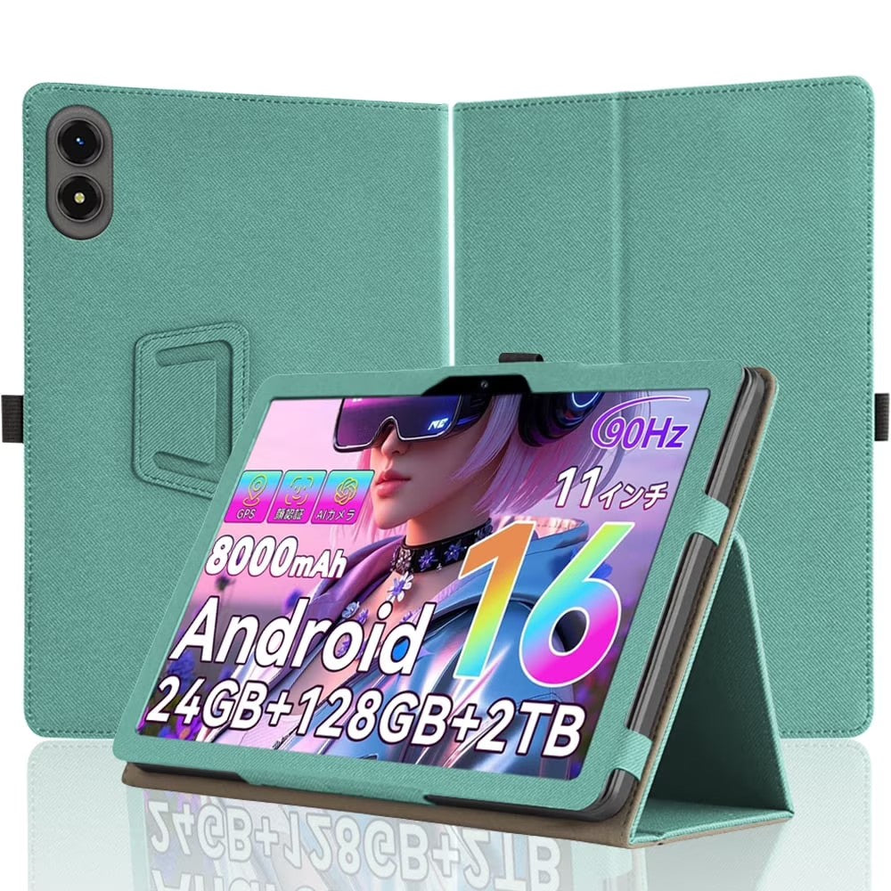 Tablet Case Compatible with TABWEE T50/VekfulPC T50 11", Hand Strap, Stand, PU Leather, Green