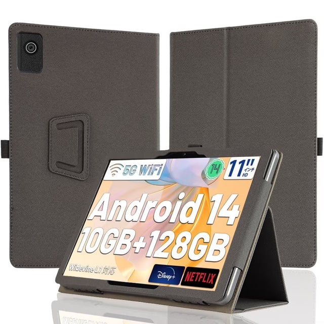 11 Inch Tablet Case for AEE ZO A6, PU Leather, Hand Band, Stand, Protective with Screen Film