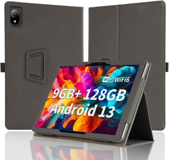 For DOOGEE U10/U10 Pro/U9 10.1" Tablet Case, PU Leather Stand with Hand Band