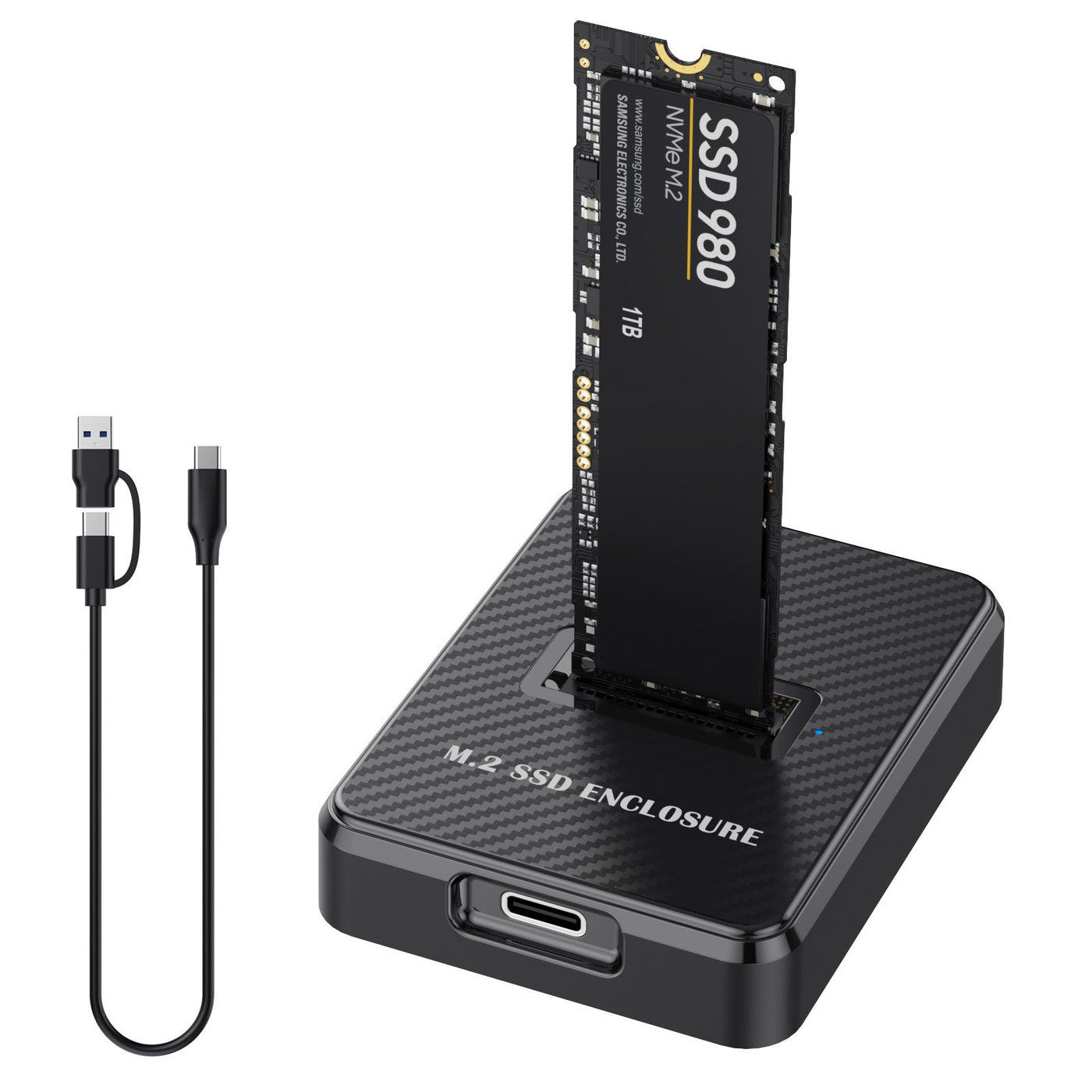 M.2 NVMe SATA SSD Enclosure, USB Type-C External Hard Drive Reader with Clone Function