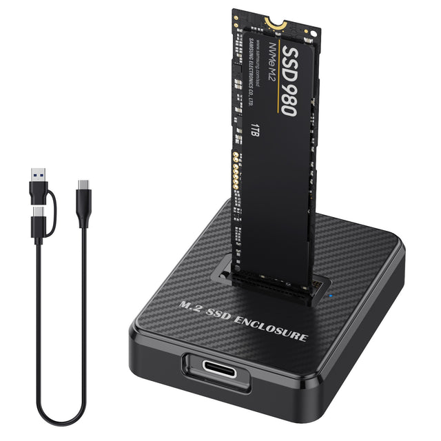M.2 NVMe SATA SSD Enclosure, USB Type-C External Hard Drive Reader with Clone Function