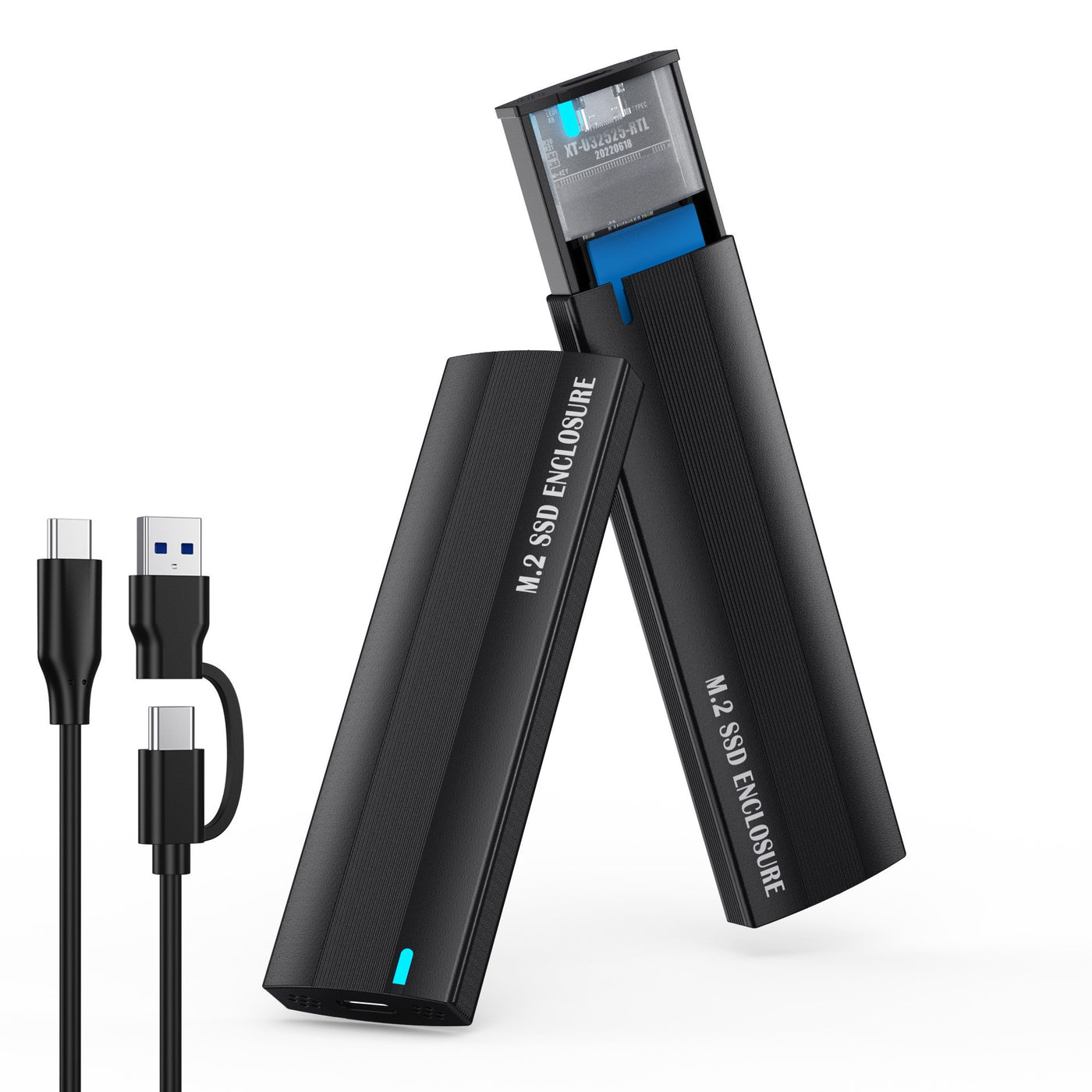 M.2 NVMe NGFF Dual Protocol SSD Enclosure, USB-C 3.0, Portable External Hard Drive
