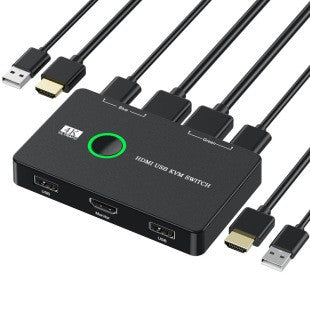 USB HDMI KVM Switch for 2 Computers, Share Keyboard Mouse Printer Monitor
