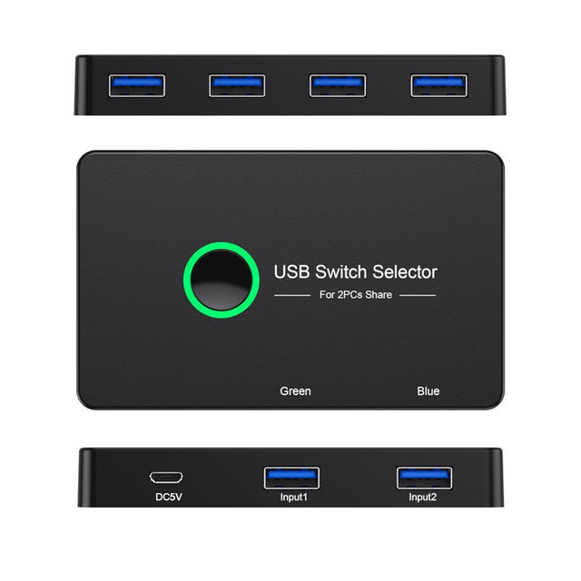 USB 3.0 Switch 4 Port 2 Computer Peripheral Hub, KTV Sharing Adapter