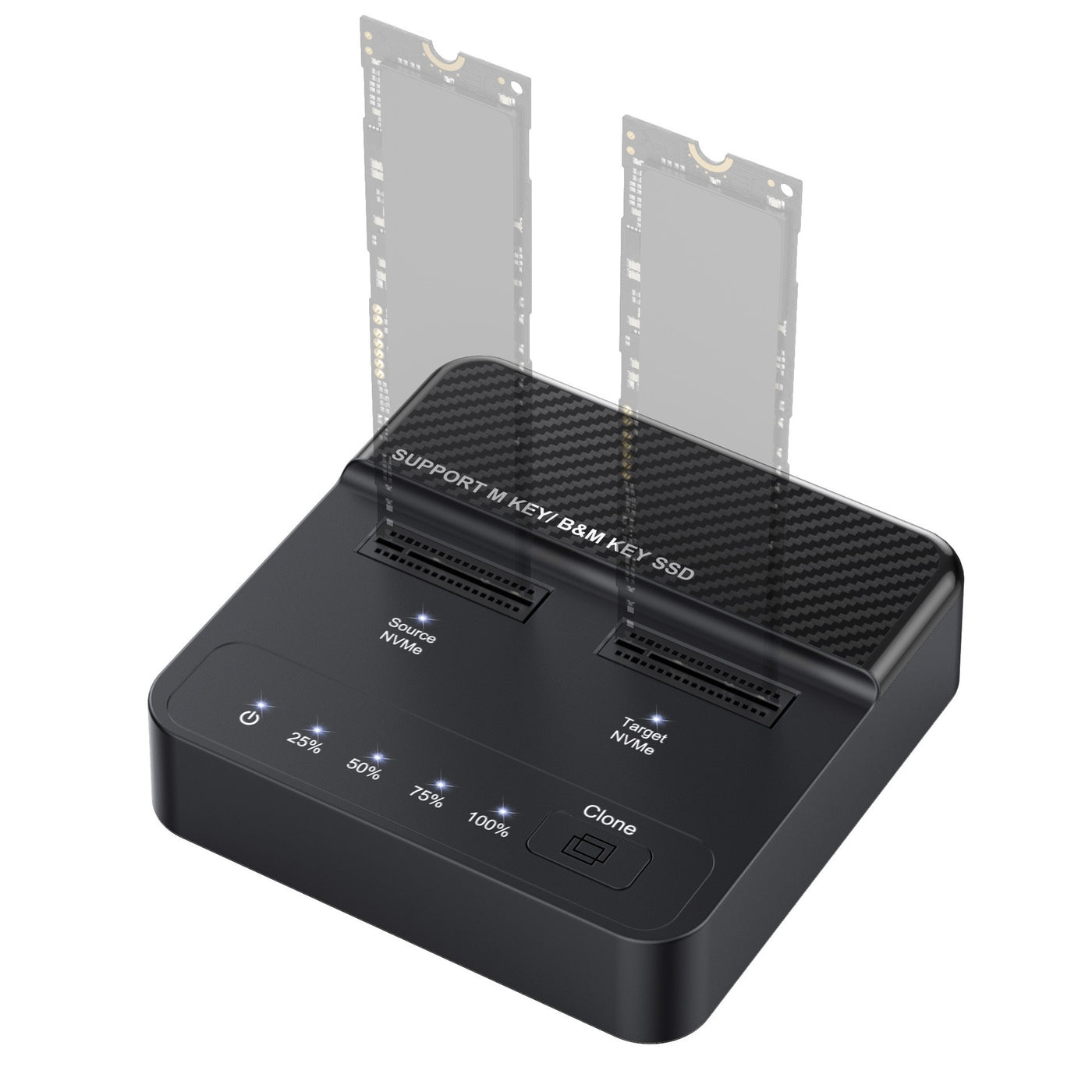 M.2 Dual Bay NVMe SSD Enclosure, External Hard Drive Docking Station for Cloning & Copying