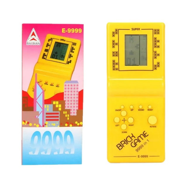 Classic Handheld Game Console, Tetris Puzzle Toy, 3.0" Screen, for Kids & Adults-Yellow