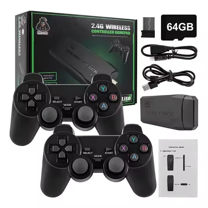 4K HD Video Game Console with 2.4G Wireless Controller, 20000 Built-in Games, 64G, TV & Handheld