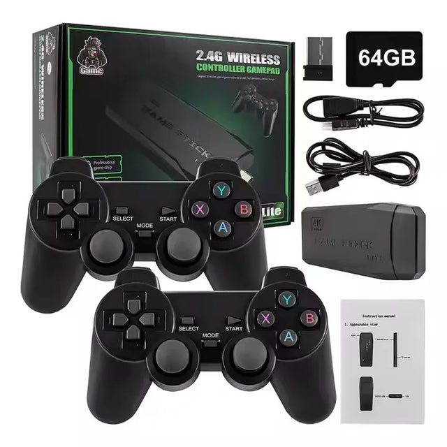 4K HD Video Game Console with 2.4G Wireless Controller, 20000 Built-in Games, 64G, TV & Handheld