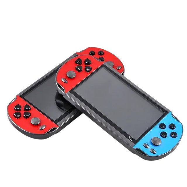 7 Inch Retro Gaming Console, HD Screen, X12 Plus, for Kids & Adults-Red Blue
