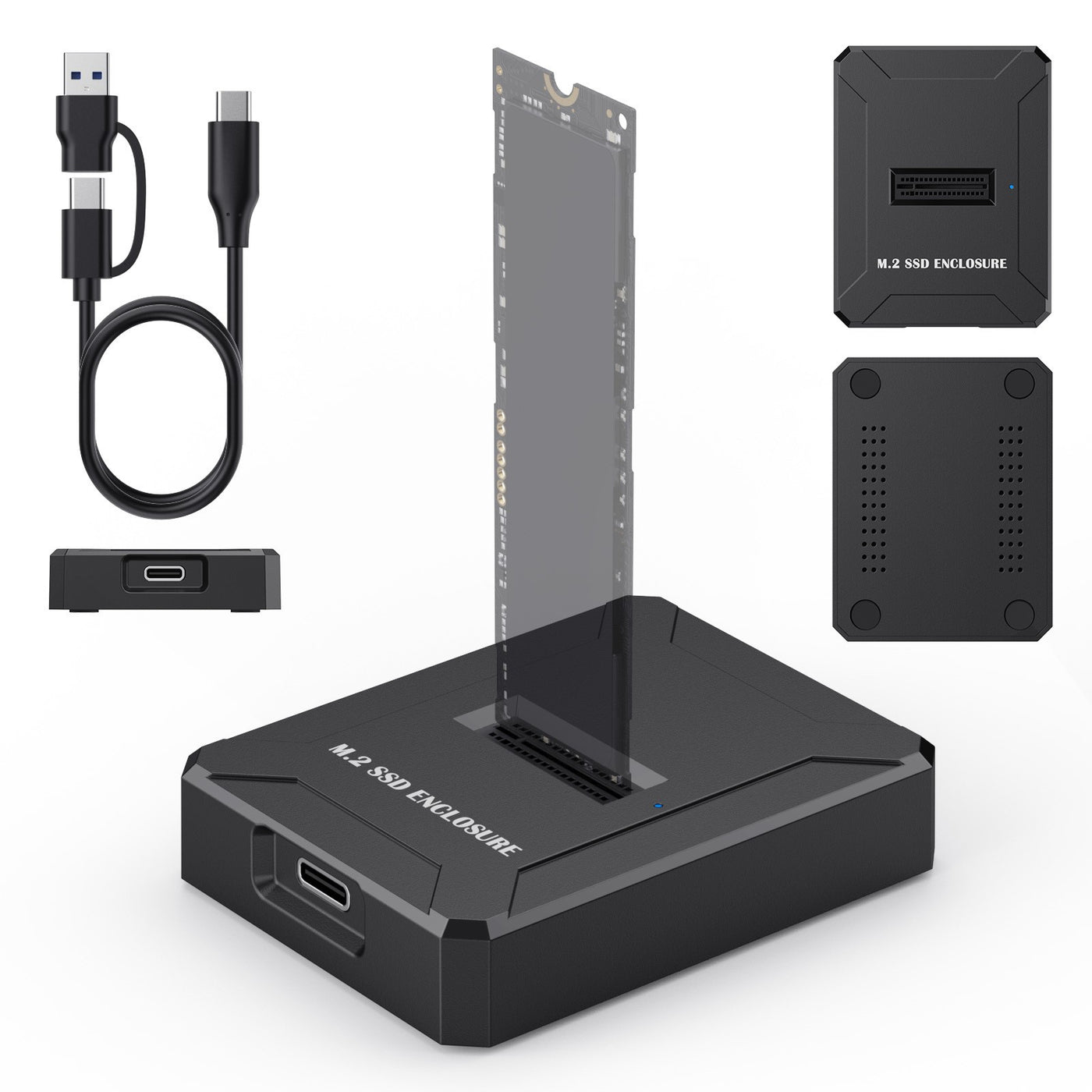 M.2 Dual Protocol NVMe NGFF SSD Enclosure, USB Type-C External Hard Drive Reader 9210B