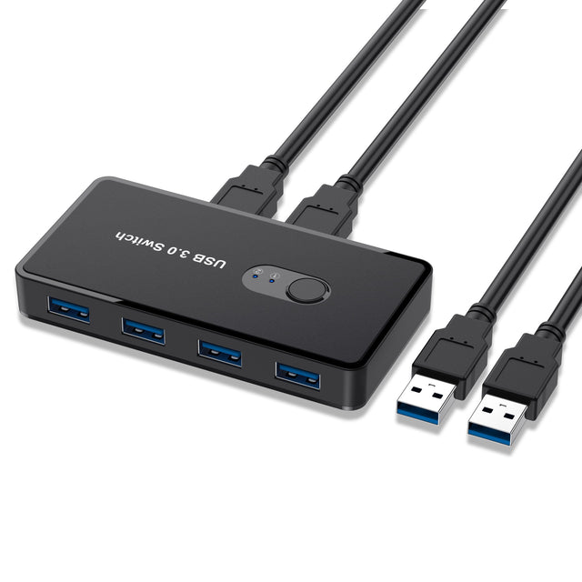 USB 3.0 4-Port 2-in-4-Out Printer Sharing Switch, KVM Switch for 2 Computers, Keyboard Mouse Switcher