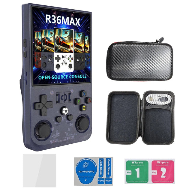R36 Max Retro Game Console, 64GB, Portable Handheld, with Storage Bag, for Travel & Home