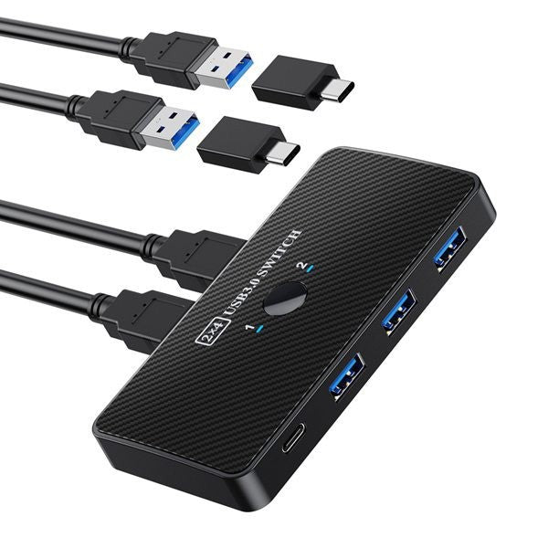 2-in-4-out USB C Hub Switch, Type-C Adapter Splitter for Laptop