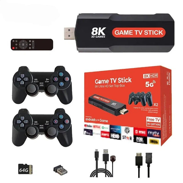 X2 Plus Wireless 4K TV Game Stick with Retro Gaming Collection, 2 Controllers