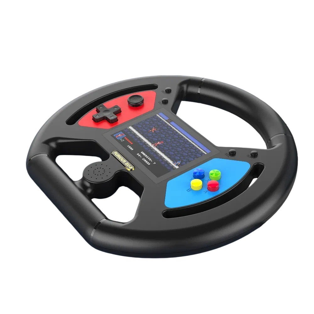Steering Wheel 999-in-1 Game Console, 3.5" Screen, Single & Dual Player, Retro Handheld
