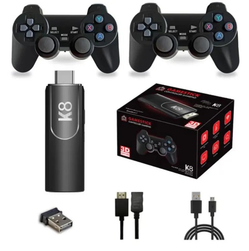 Portable Wireless TV Game Stick, 4K Ultra HD, 2.4G, with 2 Controllers, 8GB, 3D Games
