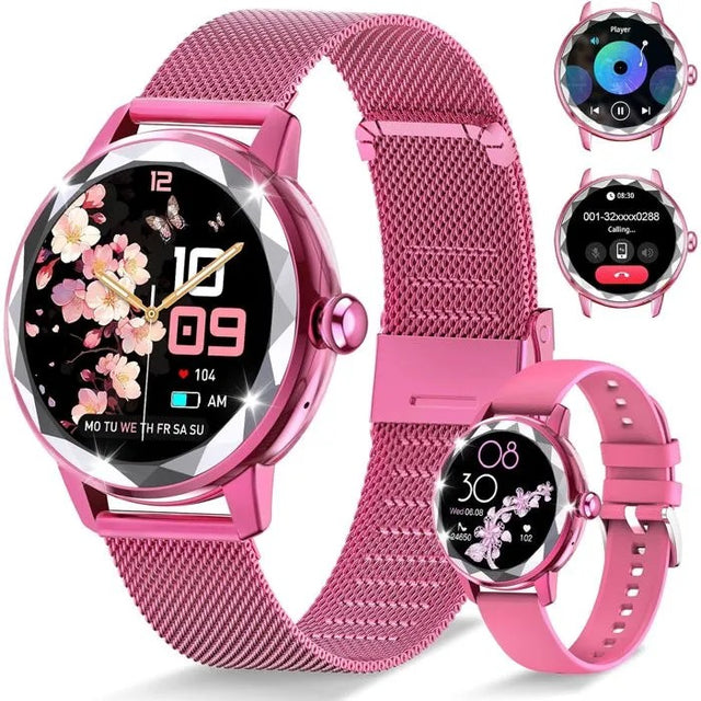 Women's Smartwatch 1.19" with Bluetooth Call, 2 Straps, 123 Sports Modes, IP68
