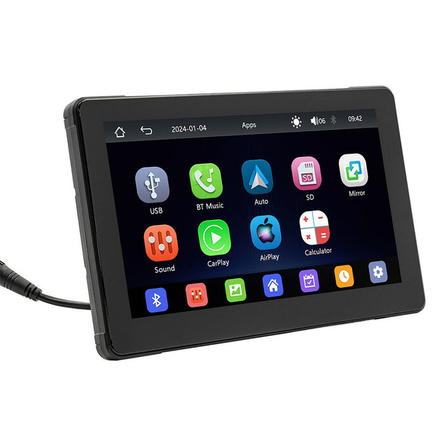IP67 Waterproof Car Radio with Wireless CarPlay, 7" Touchscreen, for Motorcycles