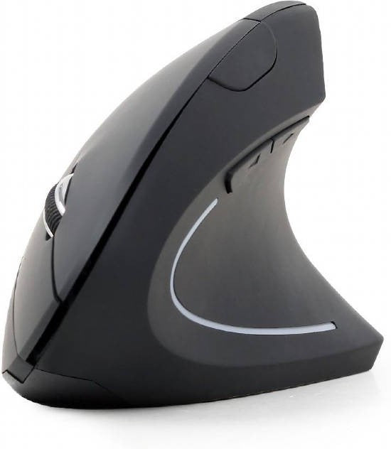 Ergonomic Wireless Mouse, 1600 DPI 6 Programmable Buttons, 2.4GHz Right-Handed Compact Design - Black