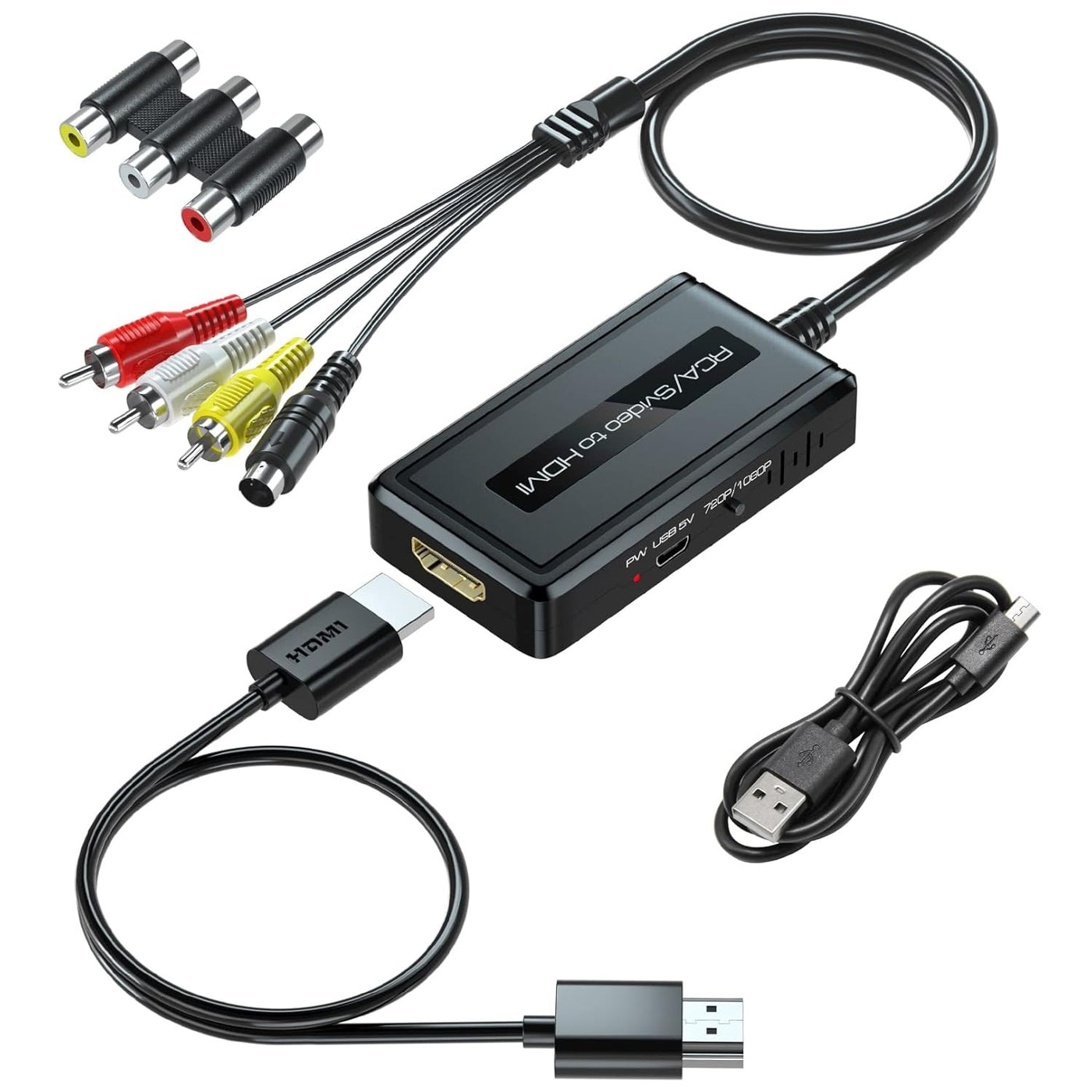 RCA S-Video CVBS to HDMI Converter, 1080p, Compatible with PS2 Wii N64 VHS DVD STB