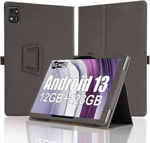 PU Leather Tablet Case Compatible with Xgody N02PRO 10", Hand Strap, Stand Function, Protective