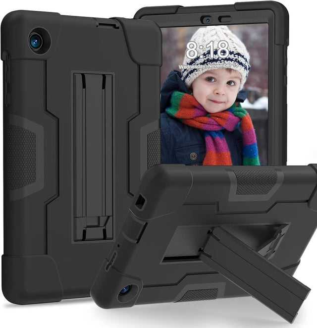 Compatible with TCL Tab 8 LE & 8 WiFi, Rugged Shockproof Case with Kickstand, Black