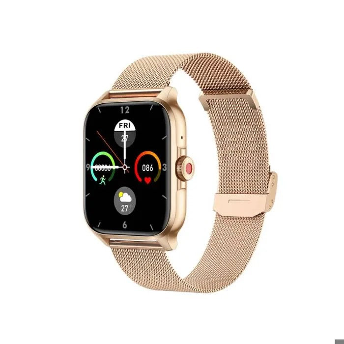 Gold Smartwatch with Heart Rate Monitor, Calls from Wrist, for Active Lifestyle