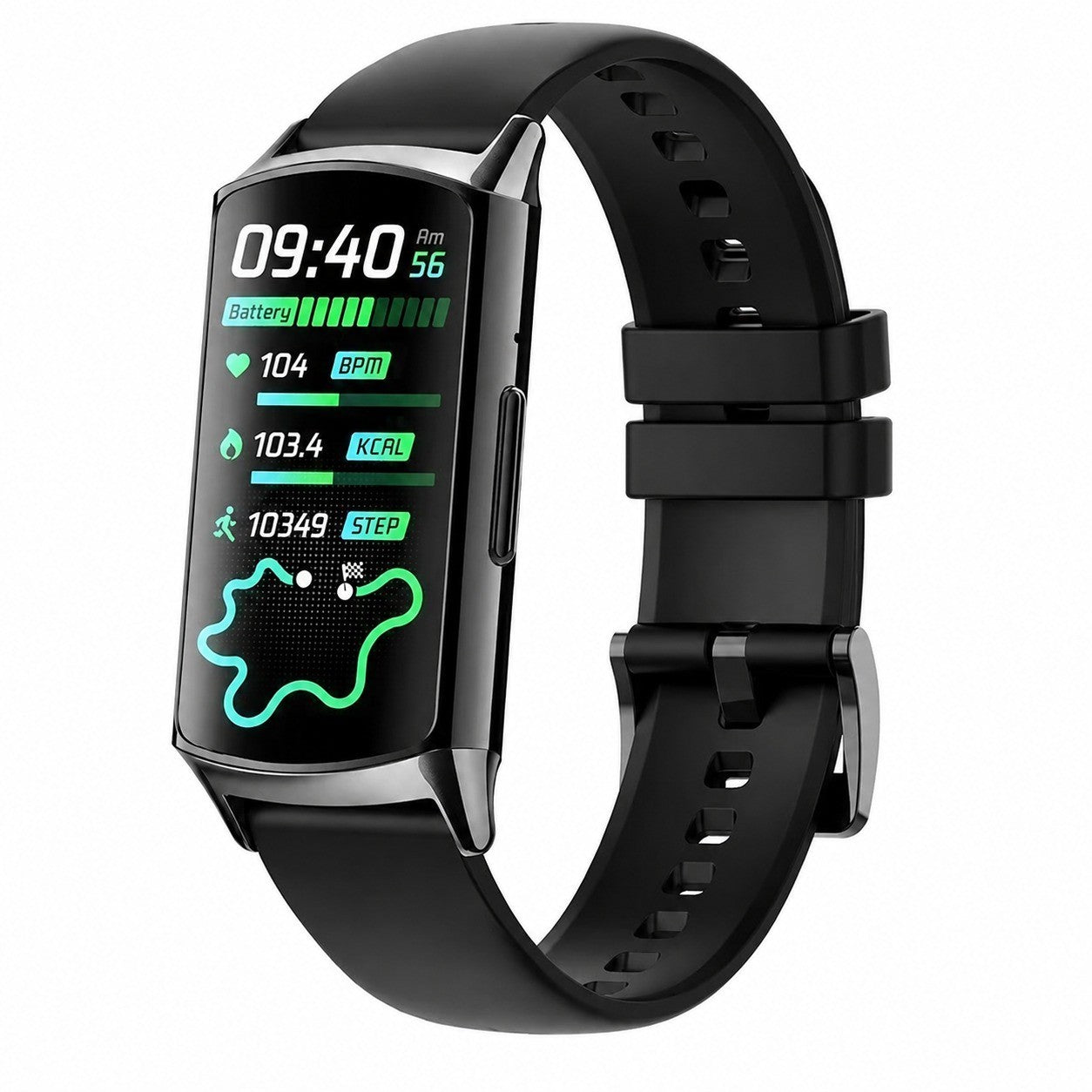 Smart Watch Fitness Tracker 1.58" AMOLED Screen, 10-Day Battery, 240mAh, Black Alloy Case