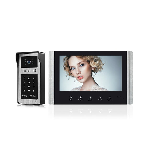 7-Inch Color Visual Intercom Doorbell, HD Camera, Password & Card Swipe, for Villa Home Hotel