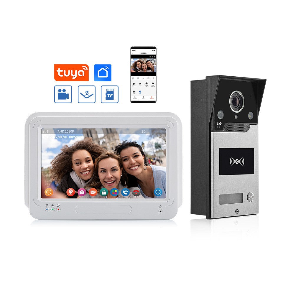 1080P HD WiFi Smart Video Doorbell, Intercom System with Exit Button, for Home Villa