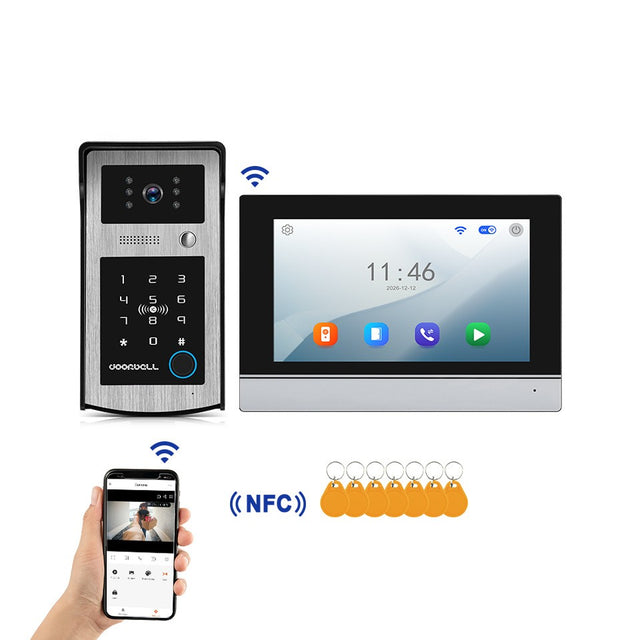 WiFi Video Doorbell Camera 1080P, 7" Screen, Plug-In, for Home & Office