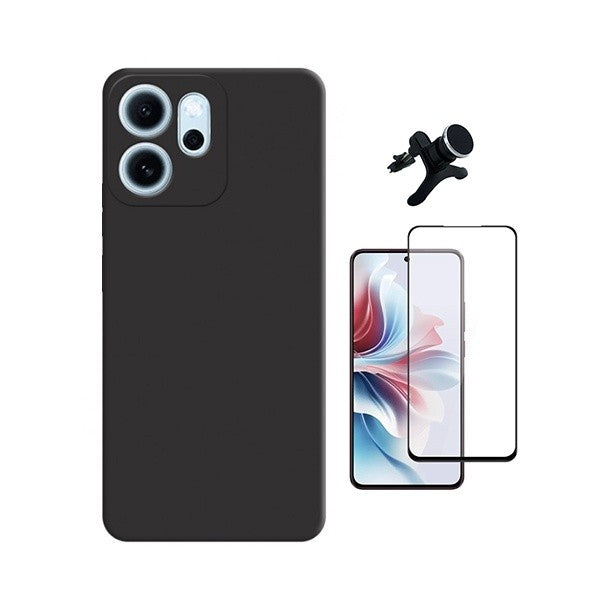 Tempered Glass Screen Protector Kit for Oppo Reno14 F, 9H Hardness, Shockproof, Black