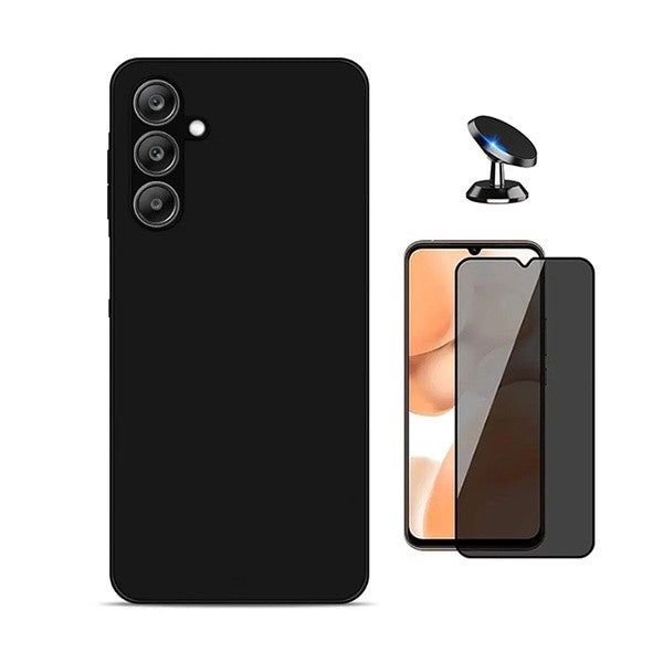 Privacy Glass Screen Protector Case Magnetic Stand Compatible with Samsung Galaxy A17 4G Black