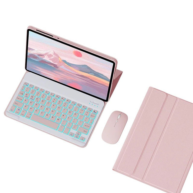 Bluetooth Keyboard Case Compatible with Xiaomi Redmi Pad SE 11 2023, RGB Backlighting, Mouse, Pink