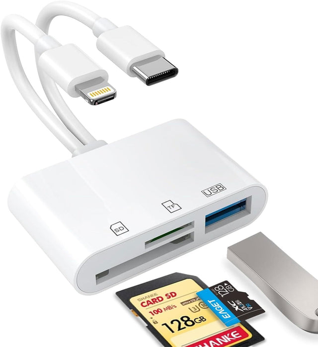 Compatible with iPhone/iPad, Type-C & Lightning Dual Card Reader, SD/TF & USB 3.0