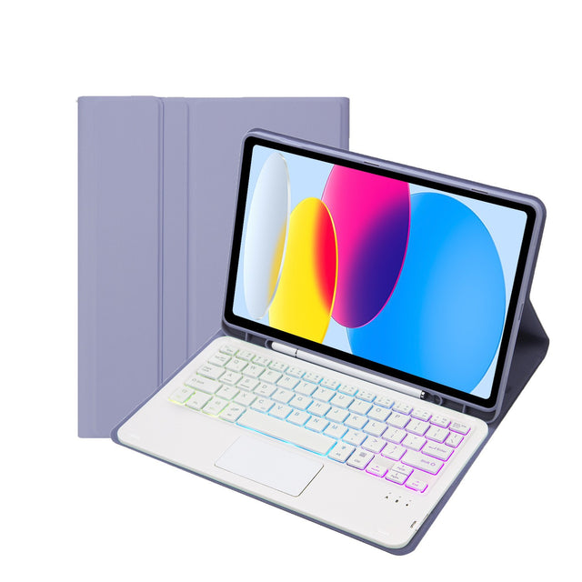 Bluetooth Keyboard Case Compatible with Samsung Galaxy Tab A9 Plus 11, RGB Backlit Touchpad, Purple
