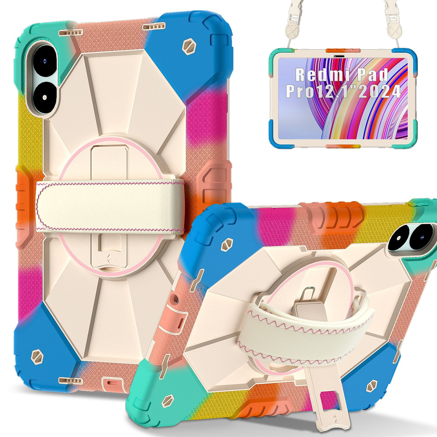 Compatible with Xiaomi Redmi Pad Pro 12.1 2024, 3-Layer Full Body Anti-Drop Silicone Bumper Case