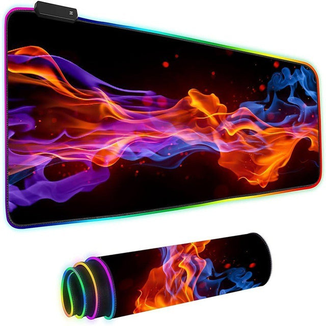 Large LED Extended Mouse Pad with Non-Slip Rubber Base, 80x30cm, 14 Light Modes for Gaming Office