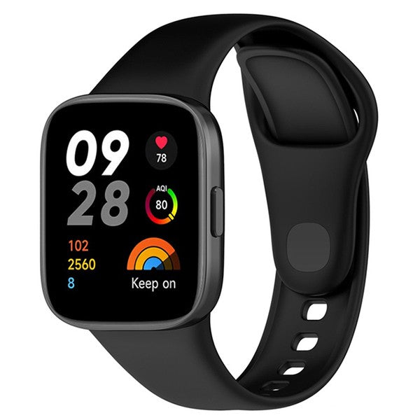 Soft Silicone Replacement Strap Compatible with Xiaomi Redmi Watch 3 Active, Black