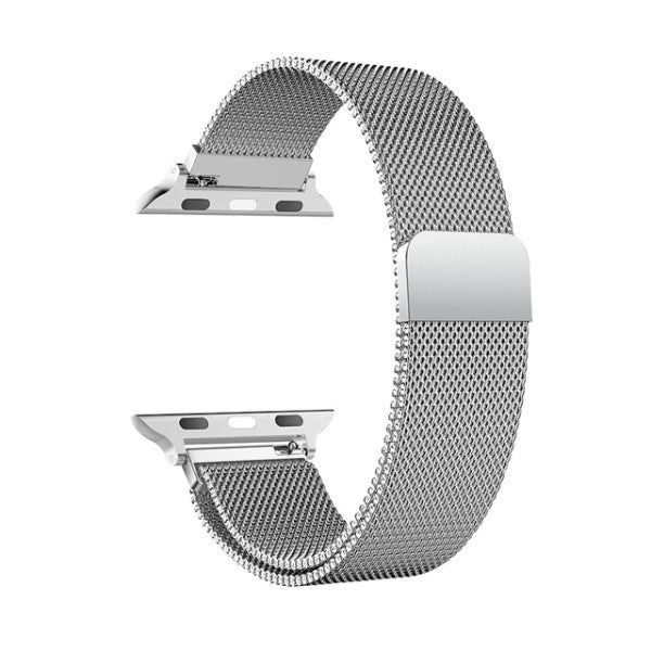 Milanese Loop Magnetic Closure + Gel Screen Protector Compatible with Apple Watch 11 46mm Gray/Clear