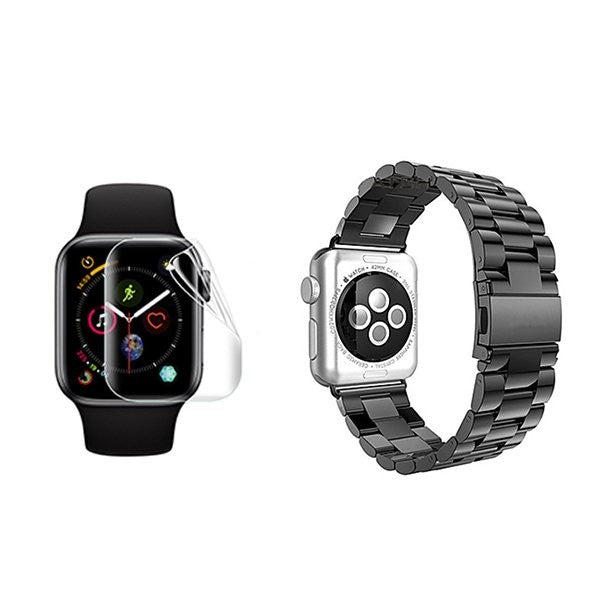 Stainless Steel Bracelet Kit with Tool & Gel Screen Protector Compatible with Apple Watch Ultra 3