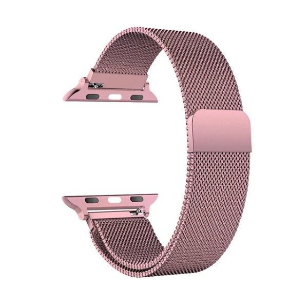 Milanese Loop Band with Magnetic Clasp 360° Case Compatible with Apple Watch 11 42mm Pink/Clear