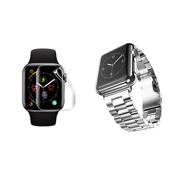 Stainless Steel Bracelet Compatible with Apple Watch Ultra 3, Adjustment Tool & Gel Screen Protector