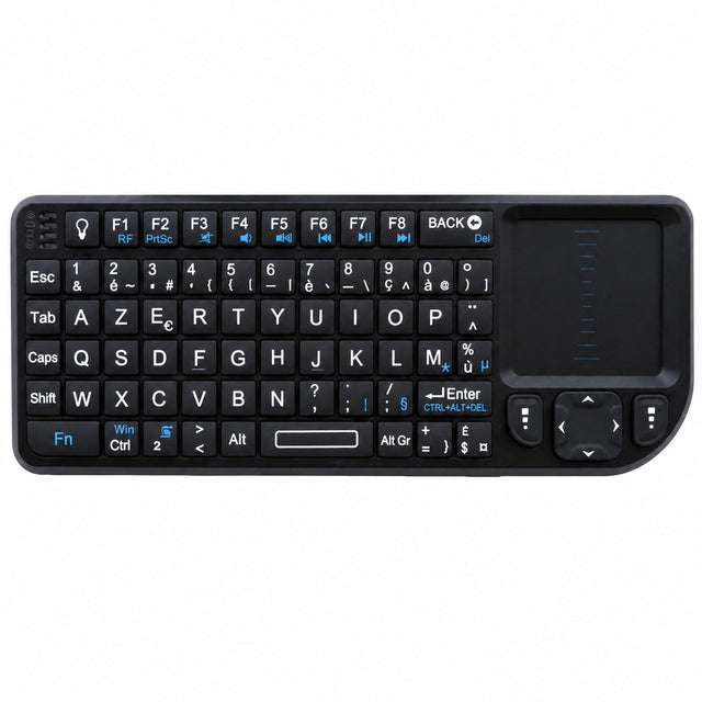 Mini Wireless Keyboard with Touchpad, AZERTY, 2.4 GHz Rechargeable, for Smart TV & PC