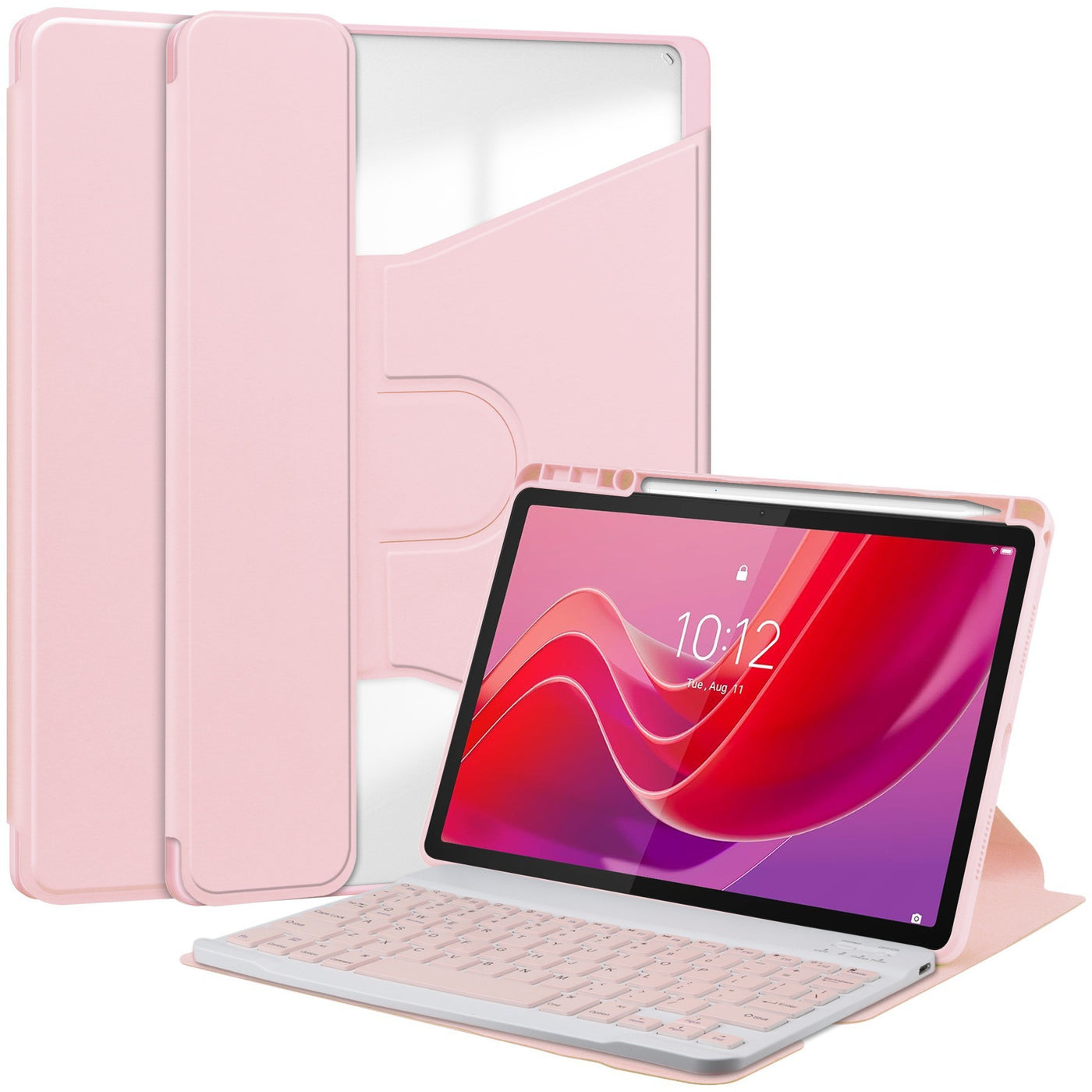 Rotating Keyboard with Leather Cover for Lenovo Tab M11 11", Pink, Bluetooth