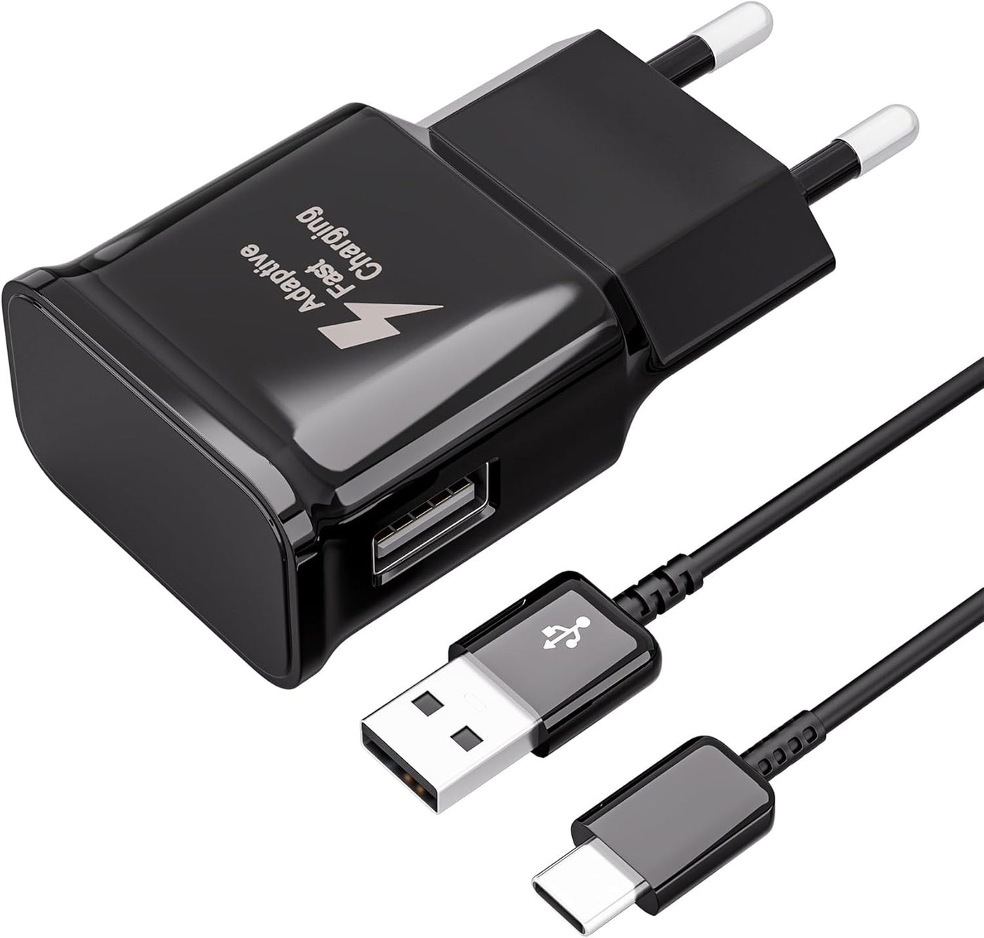 USB C Charger Compatible with Samsung Galaxy S21/S20/S10, 1m Cable, Black